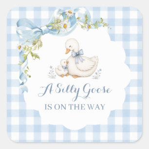Silly Goose Vintage Daisy Baby Shower Square Sticker
