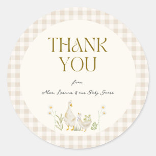 Silly Goose Watercolor Gender Neutral Baby Shower Classic Round Sticker