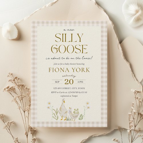 Silly Goose Watercolor Gender Neutral Baby Shower Invitation
