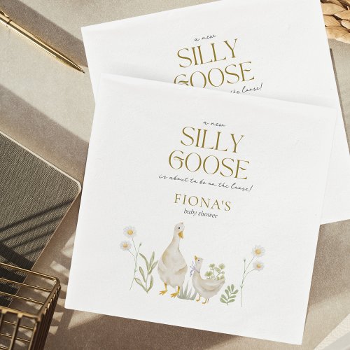 Silly Goose Watercolor Gender Neutral Baby Shower Napkins