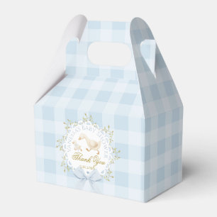 Silly Goose Whimsical Blue Gingham Baby Shower Favor Boxes