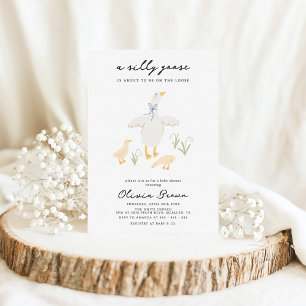 Silly Goose Whimsical Bow Baby Shower Invitation
