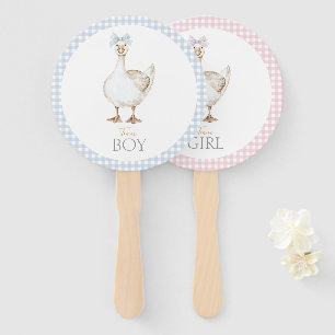 Silly Goose Whimsical Boy Or Girl Gender Reveal Hand Fan