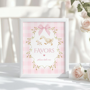 Silly Goose Whimsical Favors Pink Gingham Poster