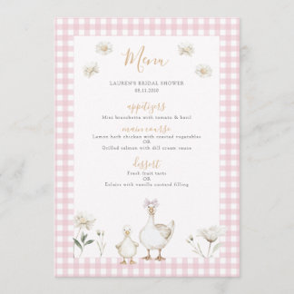 Silly Goose Whimsical Pink Bow Baby Girl Shower Menu
