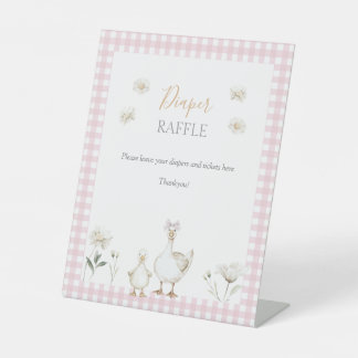 Silly Goose Whimsical Pink Diaper Raffle Shower Pedestal Sign