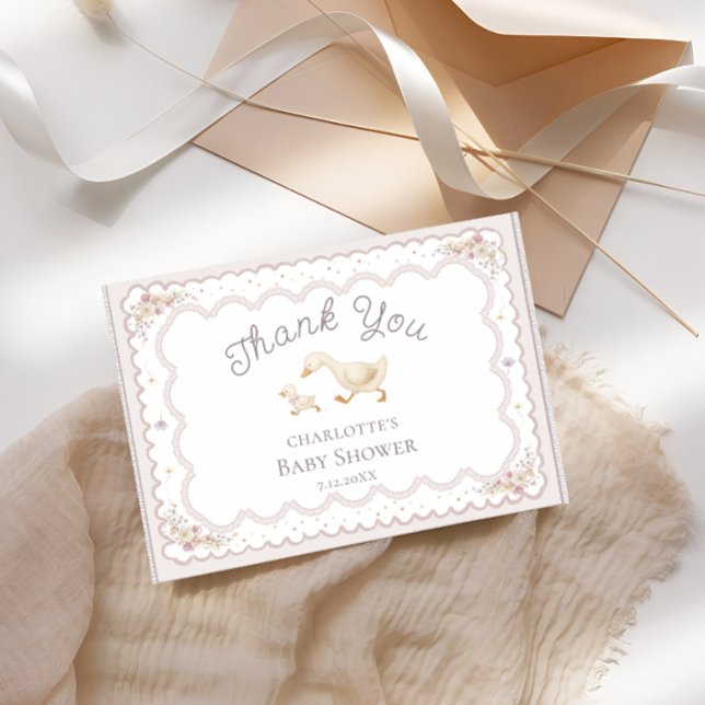 Silly Goose Wildflower Cute Baby Shower Thank You  Card (Creator Uploaded)