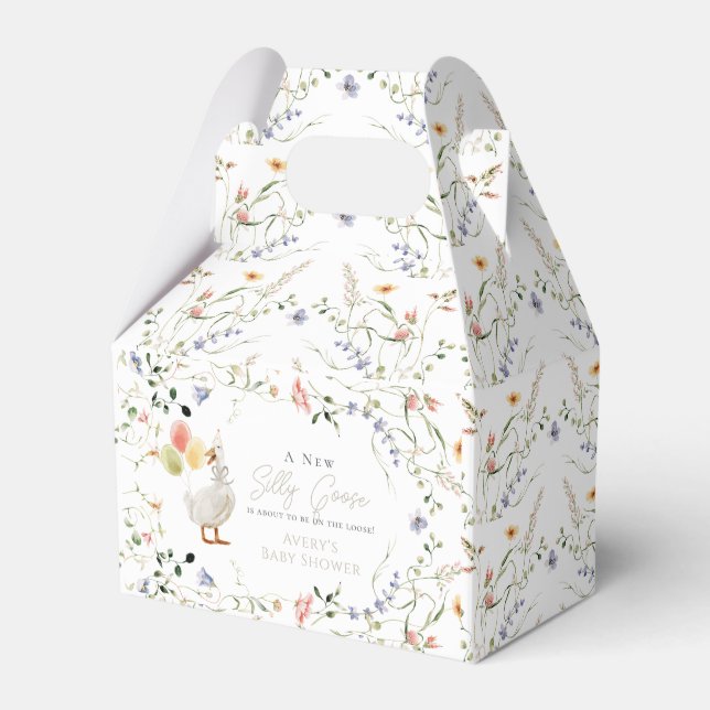 Silly Goose Wildflower Floral Baby Shower Favor Boxes (Front Side)