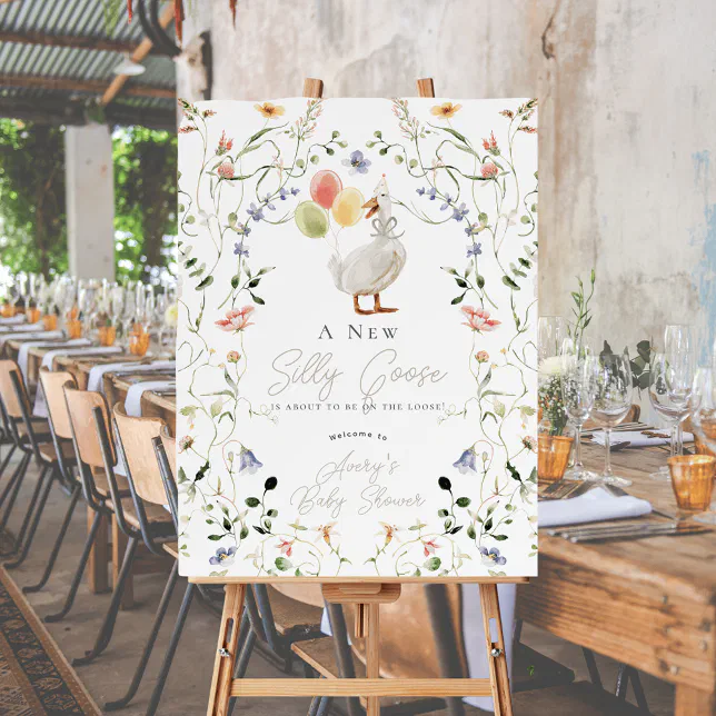 Silly Goose Wildflower Floral Baby Shower Welcome Foam Board | Zazzle