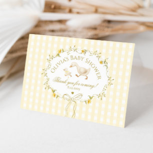 Silly Goose Wildflower Gingham Baby Shower Letterpress Thank You Card