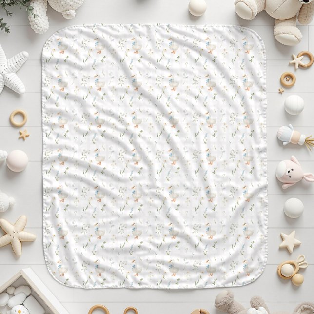 Silly Goose Wildflower Gingham Boy Baby Shower Sherpa Blanket (Creator Uploaded)