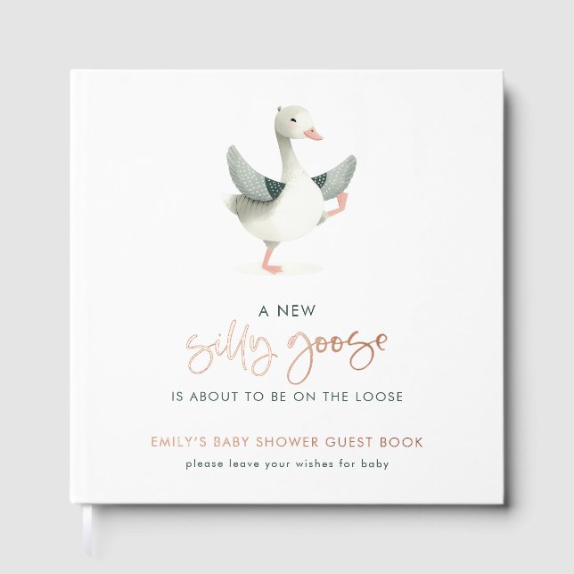 Silly Goose Wishes for Baby Shower Foil Guest Book (Front)