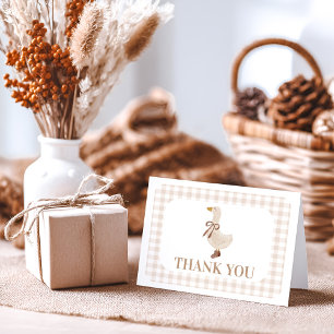 Silly Goose with Beige Gingham  Letterpress Thank You Card