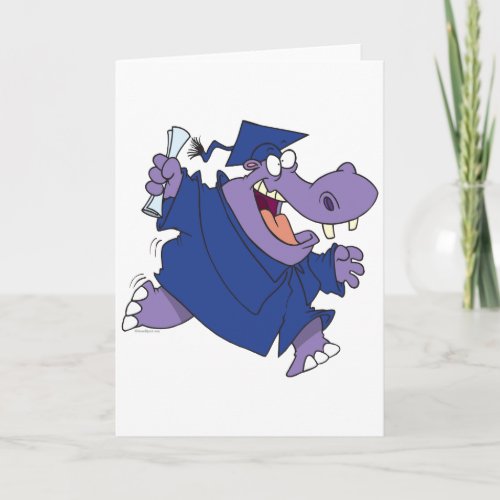 silly graduate graduation hippo cartoon card