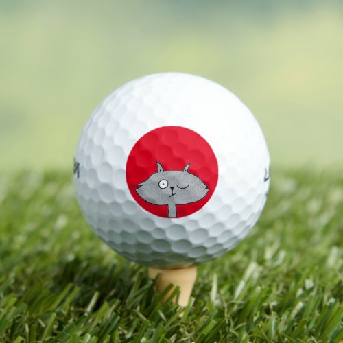 Silly Gray Cat Golf Balls