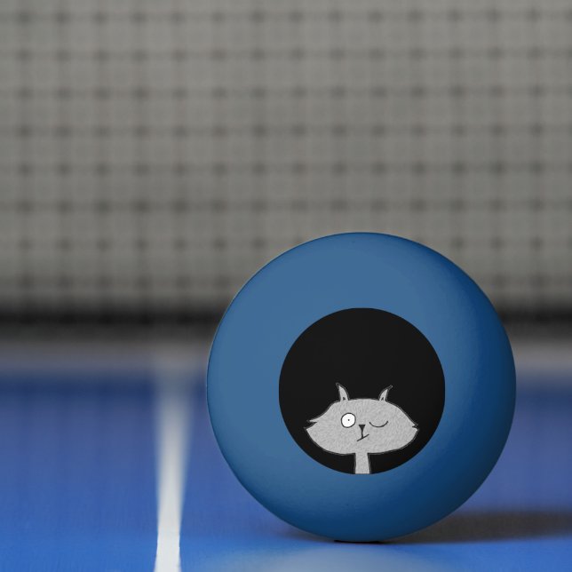 Silly Gray Cat Ping Pong Ball (Net)
