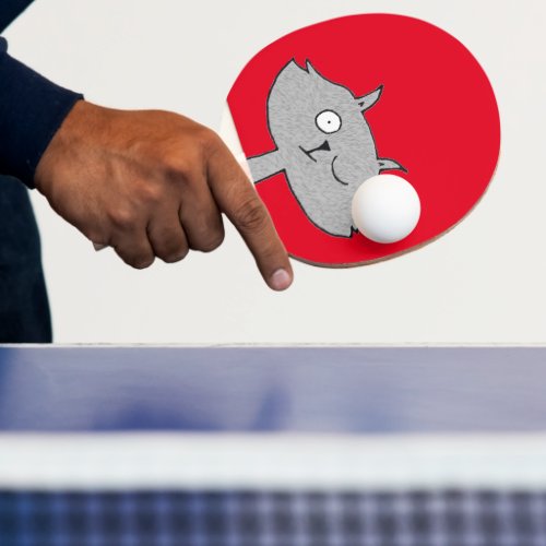 Silly Gray Cat Ping Pong Paddle