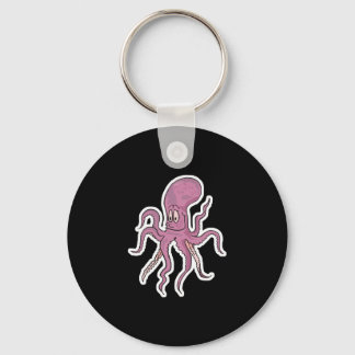 silly grinning pink octopus keychain