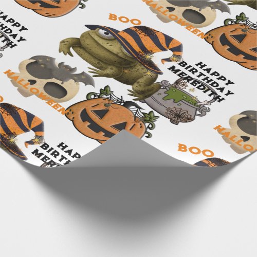 Silly Halloween Birthday Girls Name Party Wrapping Paper
