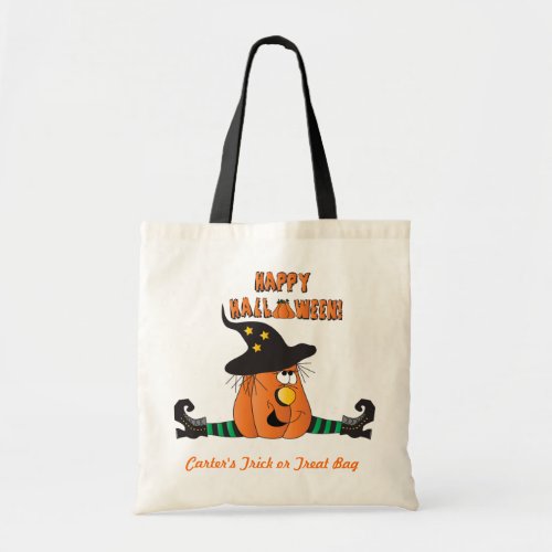 Silly Halloween Witch Pumpkin Trick or Treat Bag