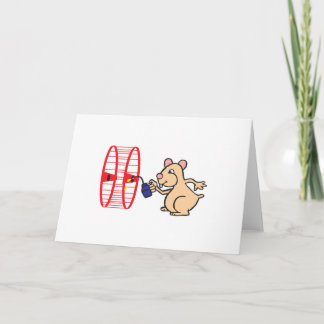 silly hamster oiling wheel card