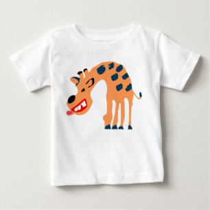 Silly Hand-Drawn Giraffe with Blue Spots Illustrat Baby T-Shirt