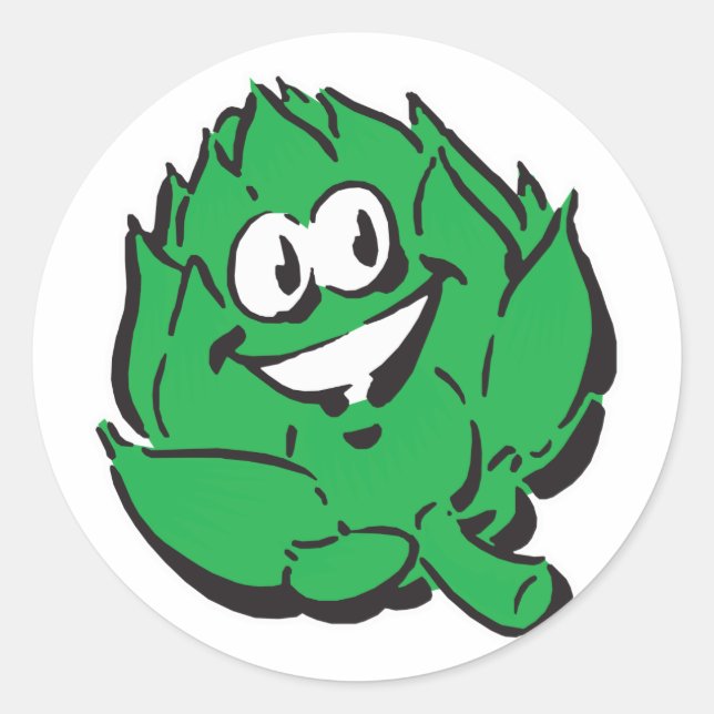 silly happy artichoke classic round sticker (Front)