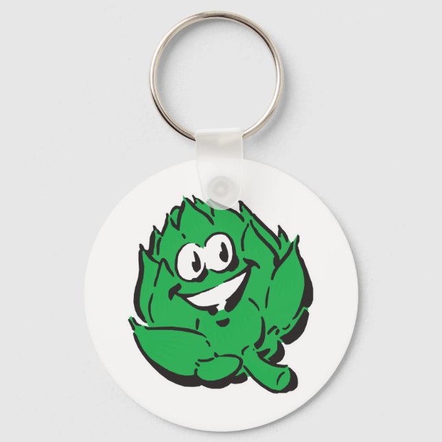 silly happy artichoke keychain (Front)