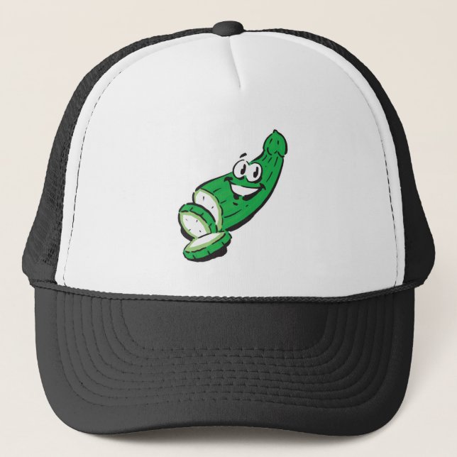 silly happy cucumber trucker hat (Front)