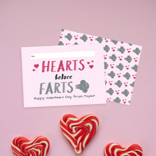 Silly Hearts Before Farts Classroom Valentine Note Card