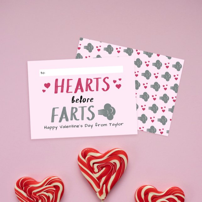 Silly Hearts Before Farts Classroom Valentine Note Card (Creator Uploaded)