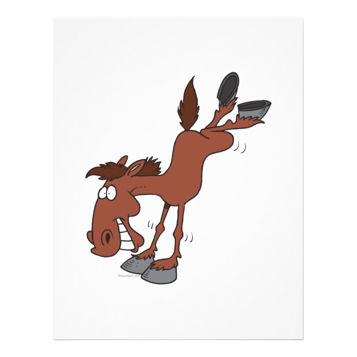 silly high kick horse cartoon character full color flyer