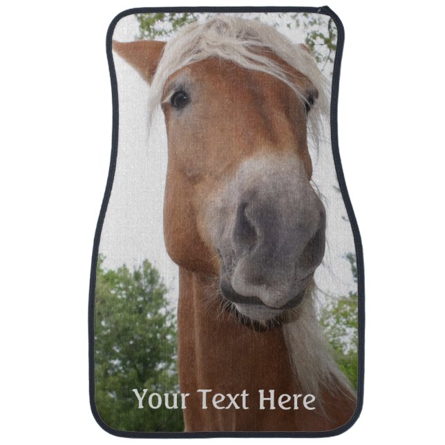 Silly Horse Face Animal Personalized Car Mat (Front)
