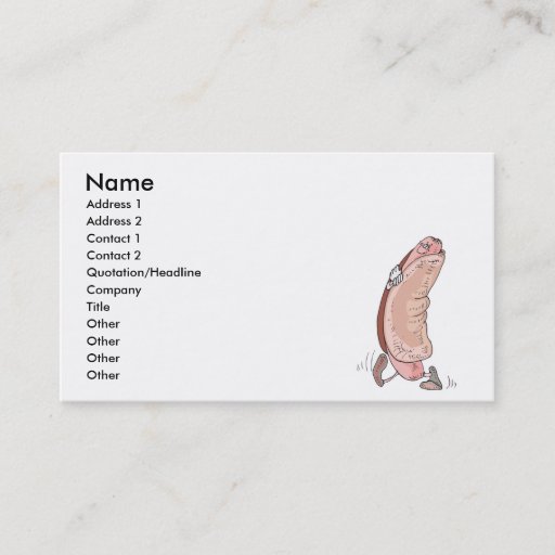 Customizable silly hot dog in bun cartoon character business card