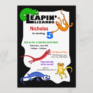 Silly Leaping Lizard Birthday Invitation