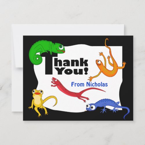 Silly Leaping Lizard Thank You Note Personalized Invites