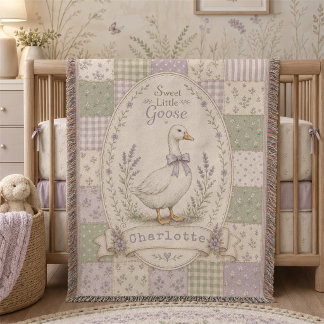 Silly Little Goose Baby Girl Floral Personalized Throw Blanket