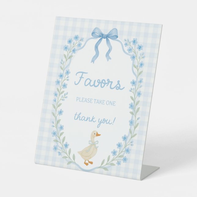 Silly Little Goose Baby Shower Favors Pedestal Sign (Front)