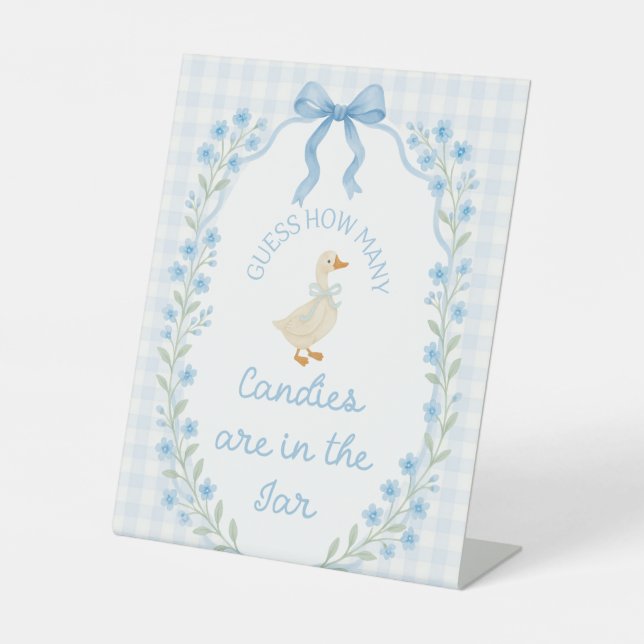 Silly Little Goose Baby Shower Guessing Game Pedestal Sign (Front)