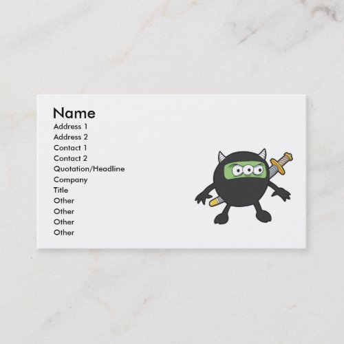 silly little ninja monster business cards