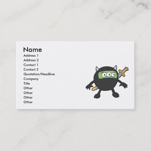 Customizable silly little ninja monster business cards