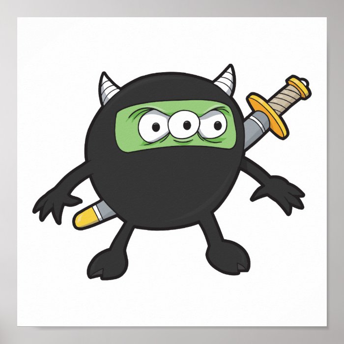 silly little ninja monster poster