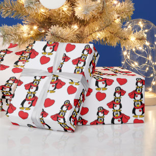Silly Little Penguin Stack Christmas Wrapping Paper
