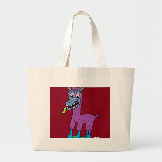 Silly llama Monster Large Tote Bag (Front)