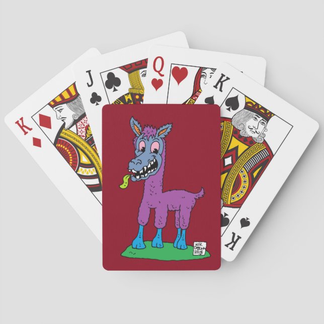 Silly llama Monster Poker Cards (Back)