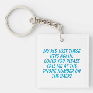 Silly lost keys contact info keychain