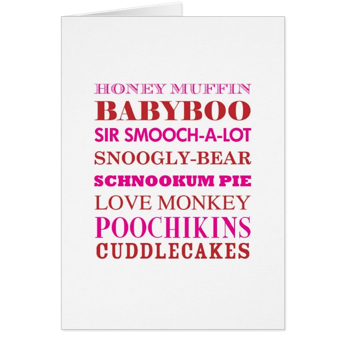 Silly Love Nicknames Valentine Greeting Cards