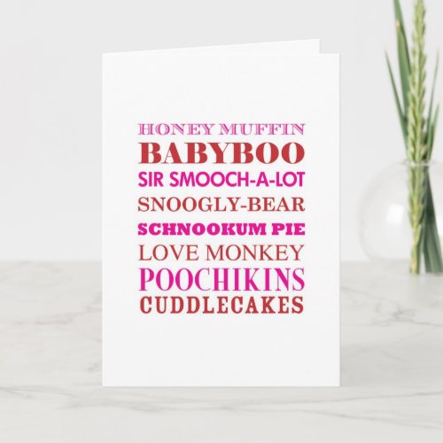 Silly Love Nicknames Valentine Holiday Card