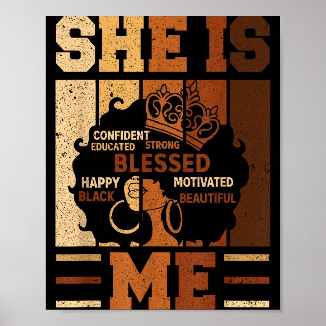 Silly Melanin Blessed She Queen Beautiful Afro Bla Poster (Front)