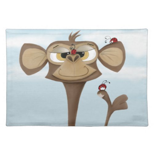 Silly Monkey and Ladybugs Cloth Placemat